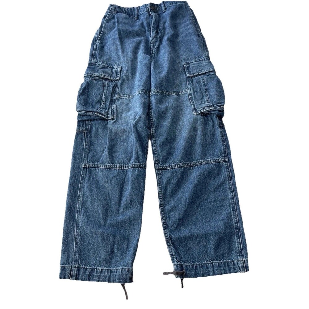 American Eagle Cargo Pants Jeans Denim Women’s Size XS (24x27) Baggy Wide Leg